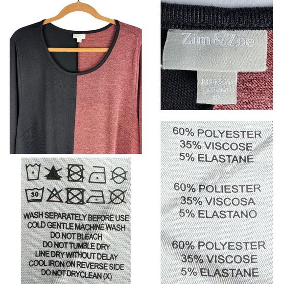 Zim &‎ Zoe Tunic Top Womens Size 18 Black & Spice Long Sleeves Pockets Bundle - Picture 4 of 8